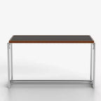 Table basse industrielle moderne du milieu du siècle 50 - Cadre métallique réglable à double hauteur avec plateau finition noyer - Noir/Chrome Gaoyangjiaju