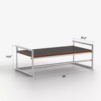 Table basse industrielle moderne du milieu du siècle 50 - Cadre métallique réglable à double hauteur avec plateau finition noyer - Noir/Chrome Gaoyangjiaju
