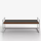 Table basse industrielle moderne du milieu du siècle 50 - Cadre métallique réglable à double hauteur avec plateau finition noyer - Noir/Chrome Gaoyangjiaju