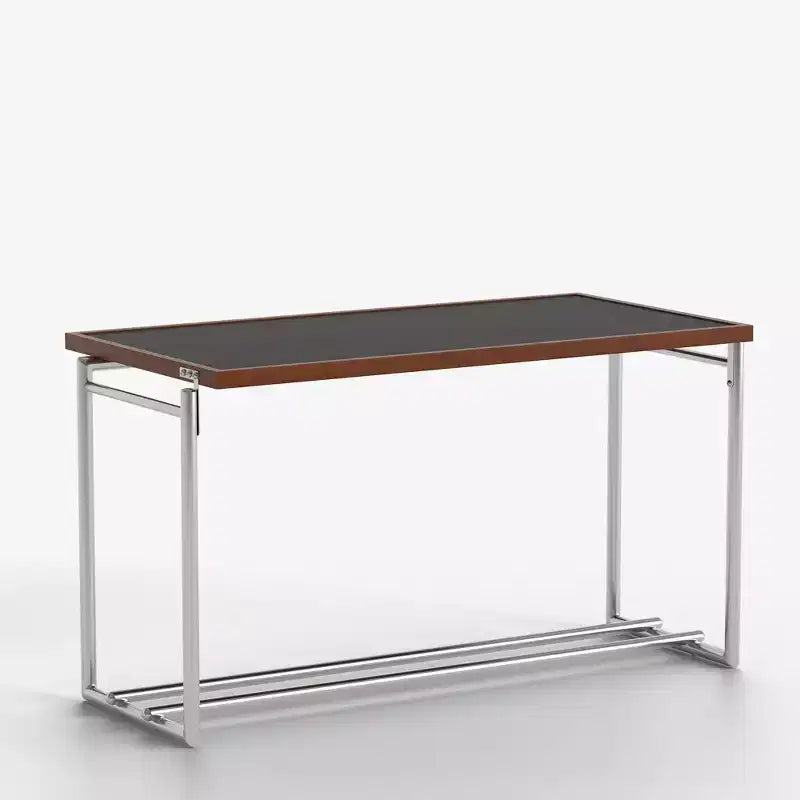 Table basse industrielle moderne du milieu du siècle 50 - Cadre métallique réglable à double hauteur avec plateau finition noyer - Noir/Chrome Gaoyangjiaju