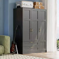 3 Doors Wooden Wardrobe Closet with 2 Drawers, Morden Wardrobe Armoire with Doors and Shelves, Standing Closet Cabinet for Hanging Clothes