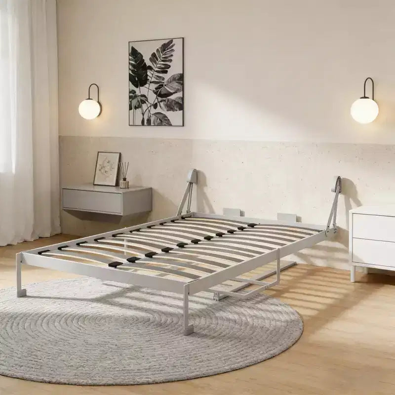 Cadre de lit convertible moderne GDFStudio Flora de taille Queen avec panneau de bureau