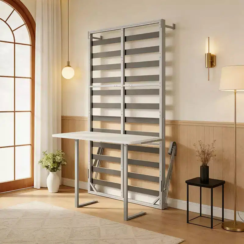 Cadre de lit convertible moderne GDFStudio Flora de taille Queen avec panneau de bureau