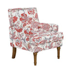 Fauteuil d'appoint Zeus & Ruta en tissu fleuri avec clous décoratifs, pieds en bois massif