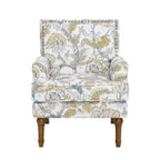 Fauteuil d'appoint Zeus & Ruta en tissu fleuri avec clous décoratifs, pieds en bois massif