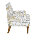 Fauteuil d'appoint Zeus & Ruta en tissu fleuri avec clous décoratifs, pieds en bois massif