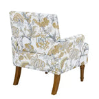 Fauteuil d'appoint Zeus & Ruta en tissu fleuri avec clous décoratifs, pieds en bois massif