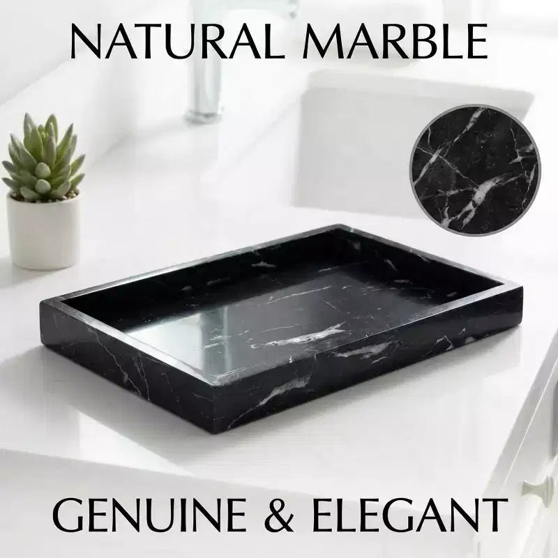Élégant plateau de rangement à bijoux en marbre naturel, cadeau fête des mères, plateau en marbre véritable pour coiffeuse, salle de bain, décoration intérieure
