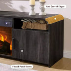 Meuble TV cheminée cannelé AMERLIFE 178 cm pour téléviseurs jusqu'à 203 cm avec rangement cheminée électrique 76 cm, noir