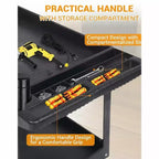 Chariot de service roulant à 2 niveaux avec roues pivotantes à 360° et freins, 250 kg, poignée de rangement ergonomique pour entrepôt/garage/nettoyage, 117 x 63,5 cm