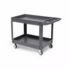 Chariot de service roulant à 2 niveaux avec roues pivotantes à 360° et freins, 250 kg, poignée de rangement ergonomique pour entrepôt/garage/nettoyage, 117 x 63,5 cm