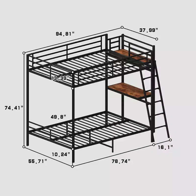 Lit superposé métallique pleine grandeur moderne Luxystar avec bureau intégré pour chambre et dortoir,