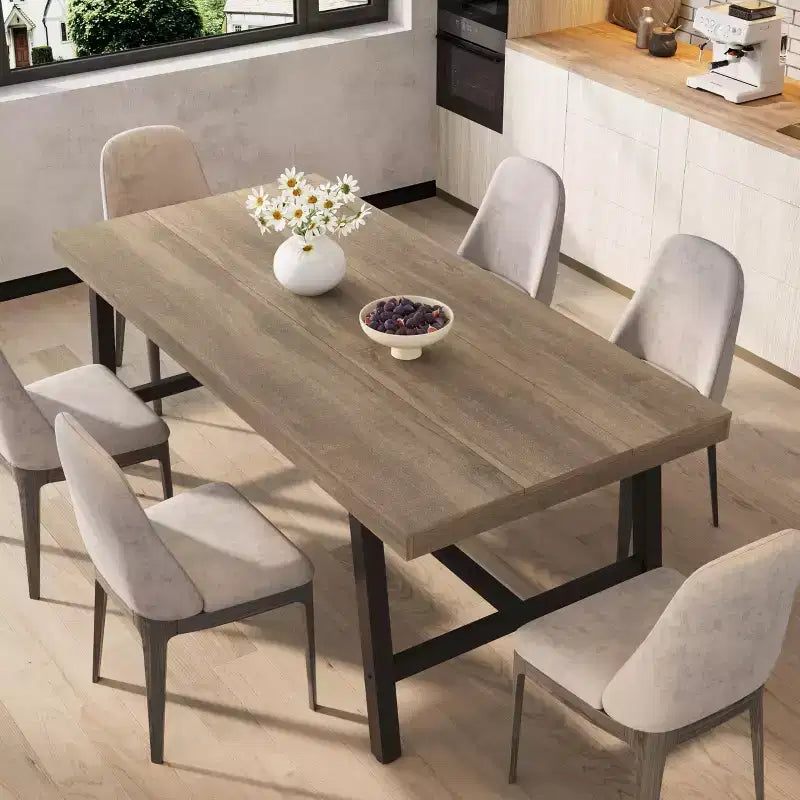 Table de salle à manger industrielle pour 6 à 8 personnes, table de cuisine de 180 cm de long avec cadre métallique robuste, pour bureau à domicile