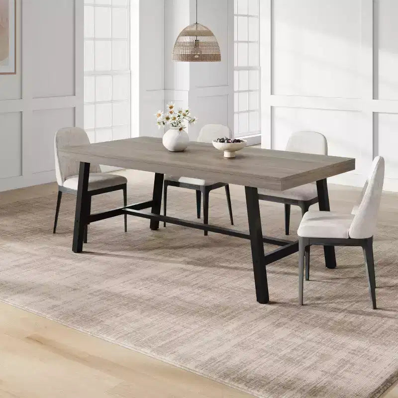 Table de salle à manger industrielle pour 6 à 8 personnes, table de cuisine de 180 cm de long avec cadre métallique robuste, pour bureau à domicile