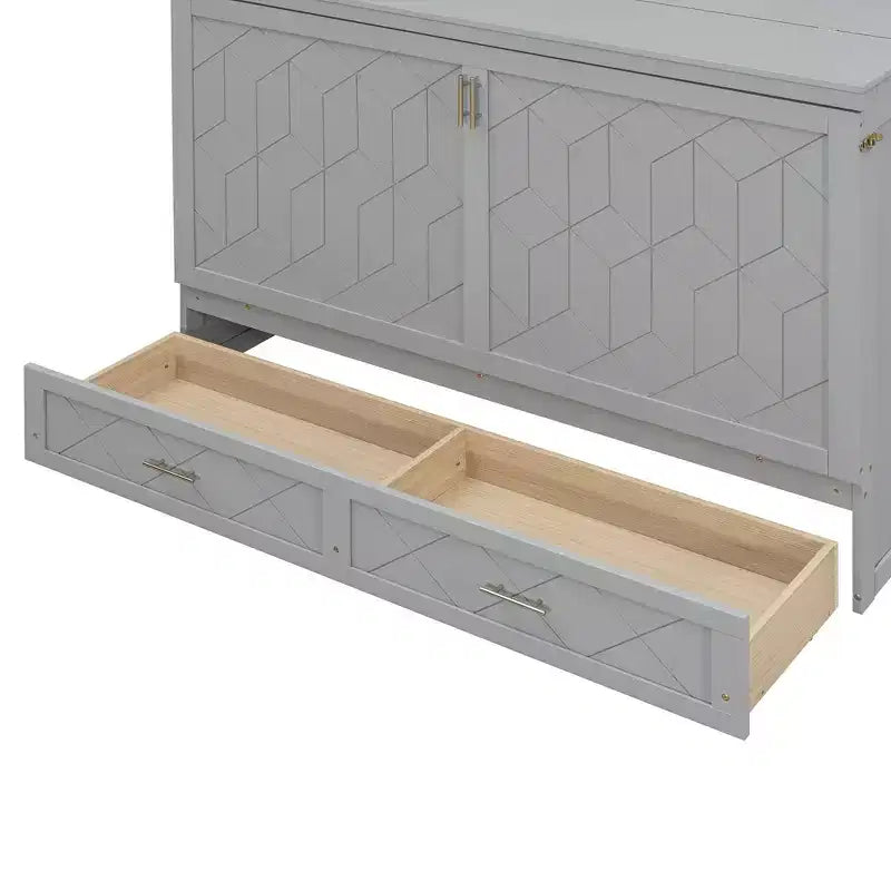 Lit escamotable Queen Size, Lit armoire pliable avec tiroir et station de charge pour chambre, salon - ModernLuxe
