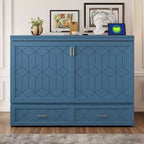 Lit escamotable Queen Size, Lit armoire pliable avec tiroir et station de charge pour chambre, salon - ModernLuxe