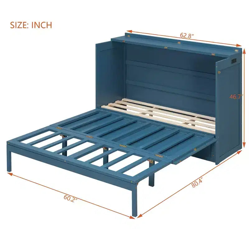 Lit escamotable Queen Size, Lit armoire pliable avec tiroir et station de charge pour chambre, salon - ModernLuxe