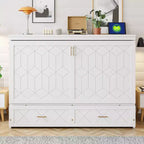 Lit escamotable Queen Size, Lit armoire pliable avec tiroir et station de charge pour chambre, salon - ModernLuxe