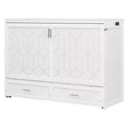 Lit escamotable Queen Size, Lit armoire pliable avec tiroir et station de charge pour chambre, salon - ModernLuxe