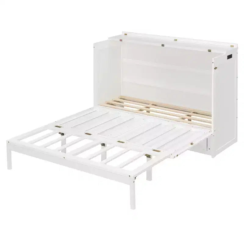 Lit escamotable Queen Size, Lit armoire pliable avec tiroir et station de charge pour chambre, salon - ModernLuxe