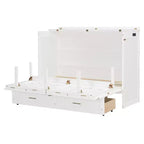 Lit escamotable Queen Size, Lit armoire pliable avec tiroir et station de charge pour chambre, salon - ModernLuxe