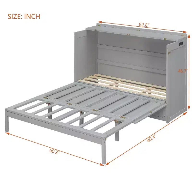 Lit escamotable Queen Size, Lit armoire pliable avec tiroir et station de charge pour chambre, salon - ModernLuxe