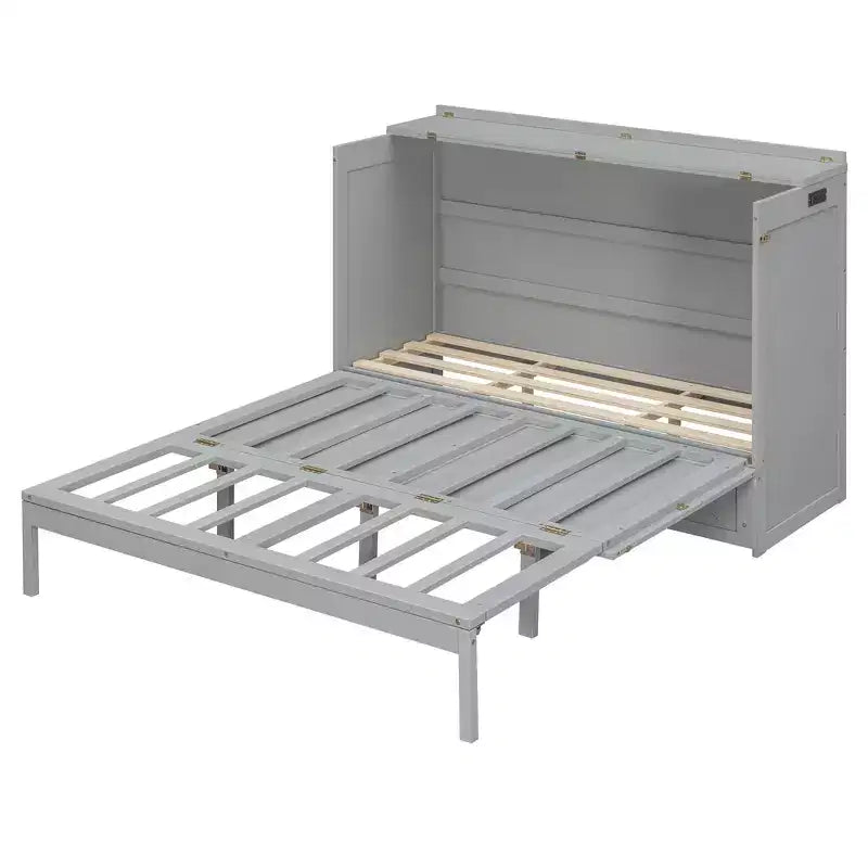 Lit escamotable Queen Size, Lit armoire pliable avec tiroir et station de charge pour chambre, salon - ModernLuxe