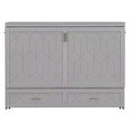 Lit escamotable Queen Size, Lit armoire pliable avec tiroir et station de charge pour chambre, salon - ModernLuxe