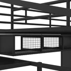 Bellemave Lit mezzanine entièrement métallique avec bureau, armoire et échelle de rangement, cadre de lit moderne et peu encombrant avec barrières de sécurité et lattes, pas de sommier tapissier, noir
