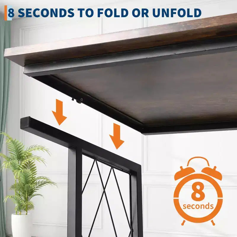 Bureau roulant pliable de 80 cm avec roulettes, Chariot de rangement à 3 niveaux en fil métallique sans assemblage, Table d'ordinateur portable avec roulettes verrouillables pour Cuisine Salo