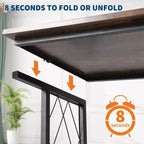 Bureau roulant pliable de 80 cm avec roulettes, Chariot de rangement à 3 niveaux en fil métallique sans assemblage, Table d'ordinateur portable avec roulettes verrouillables pour Cuisine Salo