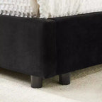 Cadre de lit de repos rembourré pleine grandeur avec dossier et accoudoirs, lit d'angle moderne en forme de L pour chambre à coucher et salon