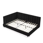 Cadre de lit de repos rembourré pleine grandeur avec dossier et accoudoirs, lit d'angle moderne en forme de L pour chambre à coucher et salon