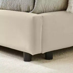 Cadre de lit de repos rembourré pleine grandeur avec dossier et accoudoirs, lit d'angle moderne en forme de L pour chambre à coucher et salon