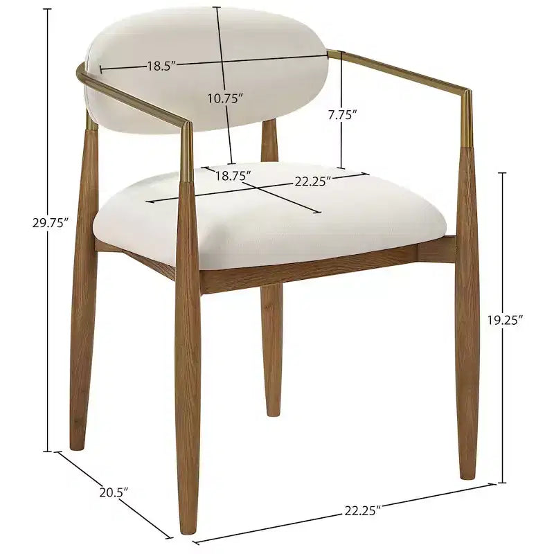 Chaises de salle à manger Riccio de Meridian Furniture avec accoudoirs et revêtement en tissu haute performance (lot de 2)