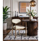 Chaises de salle à manger Riccio de Meridian Furniture avec accoudoirs et revêtement en tissu haute performance (lot de 2)