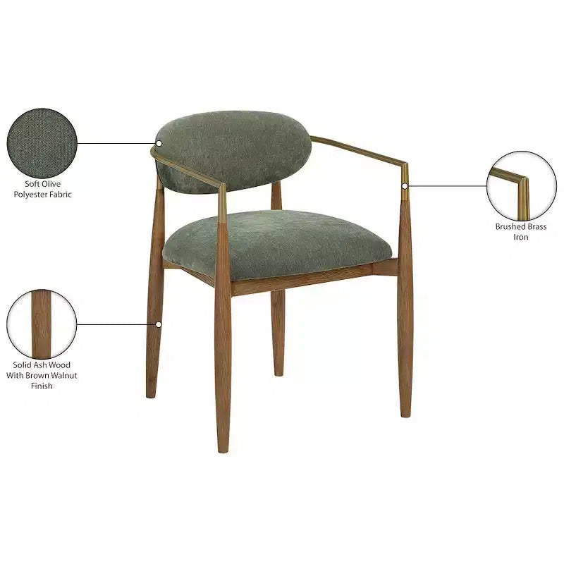 Chaises de salle à manger Riccio de Meridian Furniture avec accoudoirs et revêtement en tissu haute performance (lot de 2)