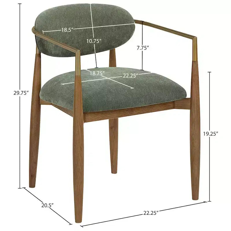 Chaises de salle à manger Riccio de Meridian Furniture avec accoudoirs et revêtement en tissu haute performance (lot de 2)