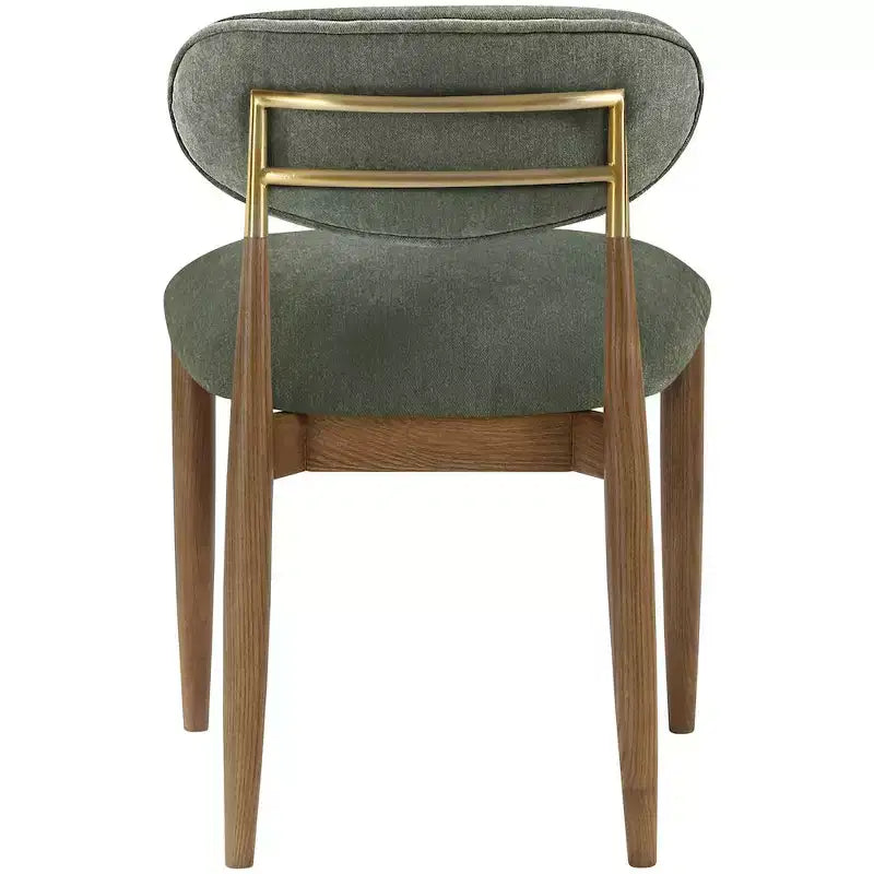 Meridian Furniture Riccio, chaise latérale de salle à manger capitonnée en tissu performant olive, lot de 2