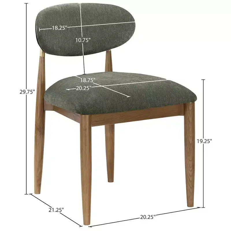 Meridian Furniture Riccio, chaise latérale de salle à manger capitonnée en tissu performant olive, lot de 2