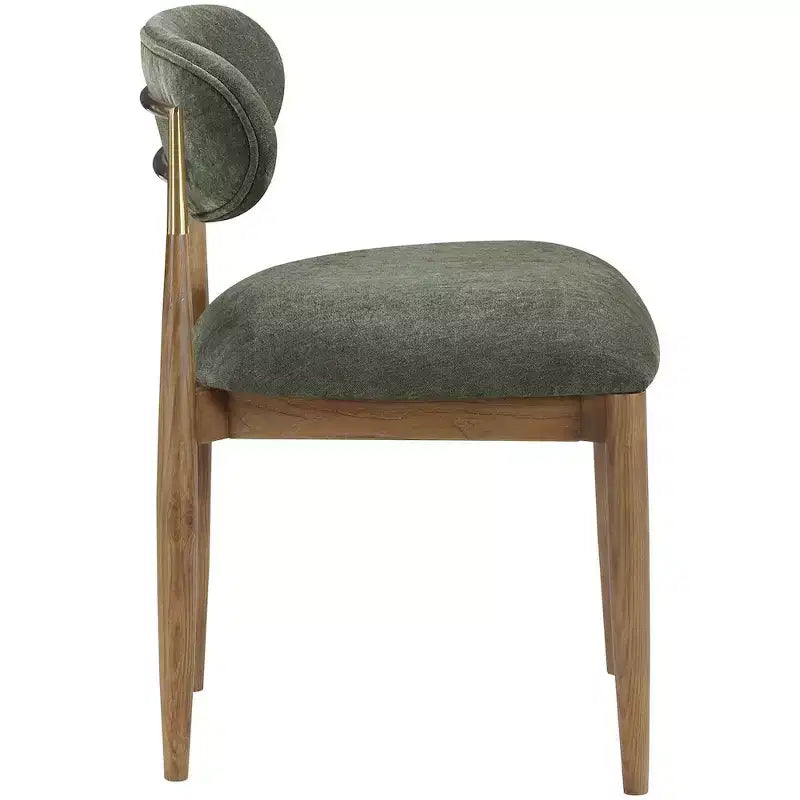 Meridian Furniture Riccio, chaise latérale de salle à manger capitonnée en tissu performant olive, lot de 2