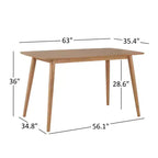 Ensemble de salle à manger Cortland en chêne naturel style mi-siècle, hauteur comptoir, largeur 160 cm - iNSPIRE Q