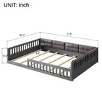 Lit plateforme en bois FAMYYT taille double, avec garde-corps, oreiller, montage facile