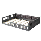 Lit plateforme en bois FAMYYT taille double, avec garde-corps, oreiller, montage facile