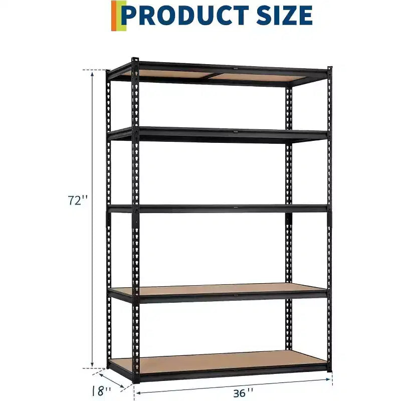 Étagère de Rangement de Garage Robuste Unité de Stockage à 5 Niveaux Réglable en Métal Capacité de 900 à 1130 kg Organisateur Autoportant pour Sous-sol