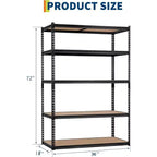 Étagère de Rangement de Garage Robuste Unité de Stockage à 5 Niveaux Réglable en Métal Capacité de 900 à 1130 kg Organisateur Autoportant pour Sous-sol
