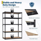 Étagère de Rangement de Garage Robuste Unité de Stockage à 5 Niveaux Réglable en Métal Capacité de 900 à 1130 kg Organisateur Autoportant pour Sous-sol