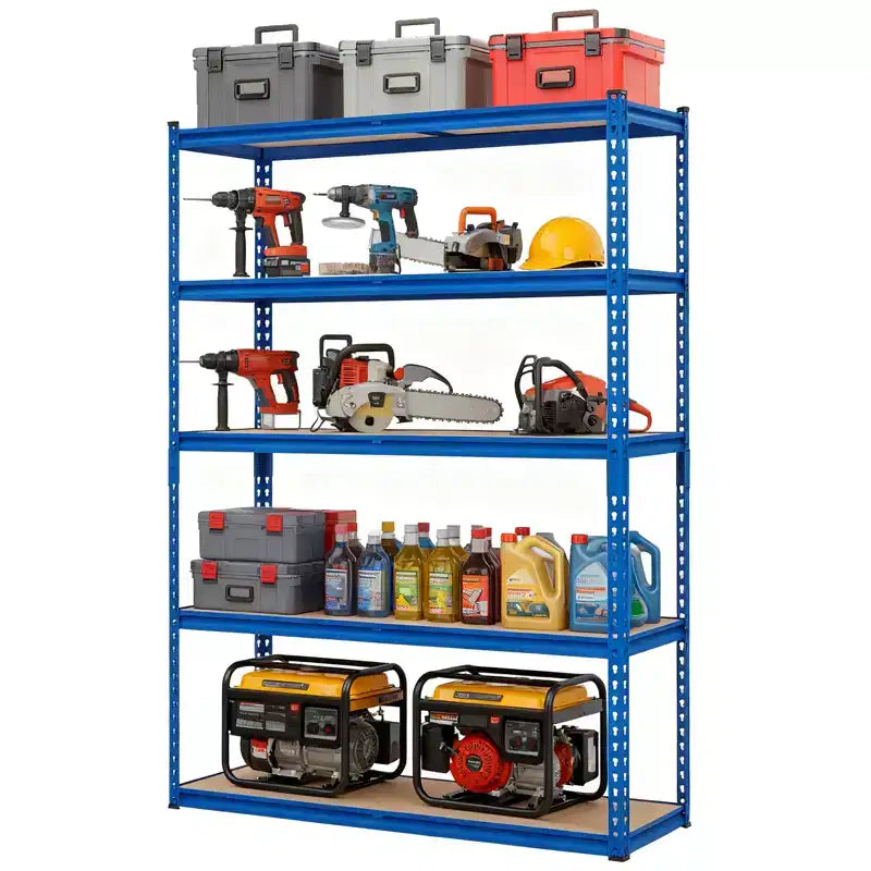 Étagère de Rangement de Garage Robuste Unité de Stockage à 5 Niveaux Réglable en Métal Capacité de 900 à 1130 kg Organisateur Autoportant pour Sous-sol