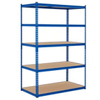 Étagère de Rangement de Garage Robuste Unité de Stockage à 5 Niveaux Réglable en Métal Capacité de 900 à 1130 kg Organisateur Autoportant pour Sous-sol