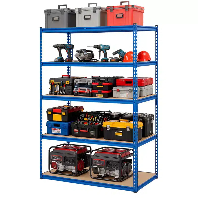 Étagère de Rangement de Garage Robuste Unité de Stockage à 5 Niveaux Réglable en Métal Capacité de 900 à 1130 kg Organisateur Autoportant pour Sous-sol